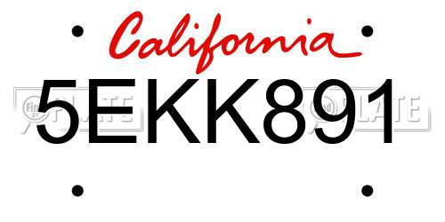 5EKK891 California License Plate