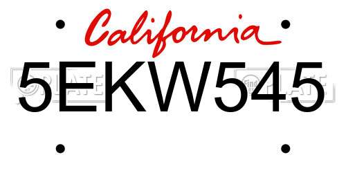 5EKW545 California License Plate