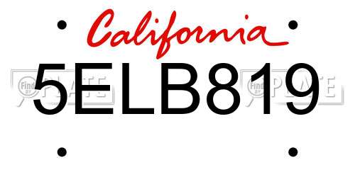 5ELB819 California License Plate
