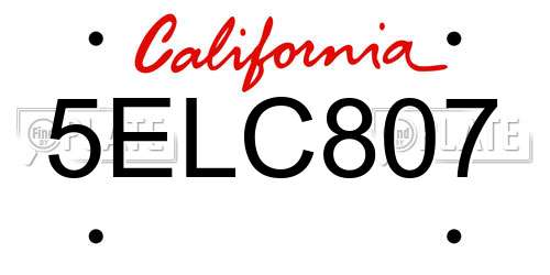 5ELC807 California License Plate