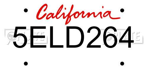 5ELD264 California License Plate