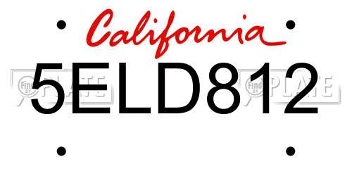 5ELD812 California License Plate