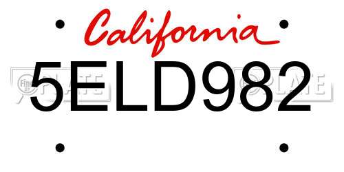 5ELD982 California License Plate