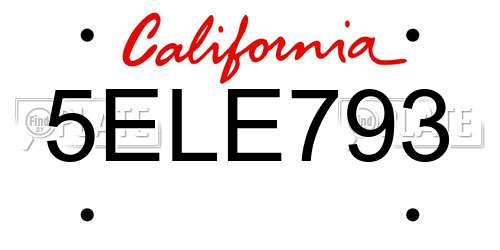 5ELE793 California License Plate
