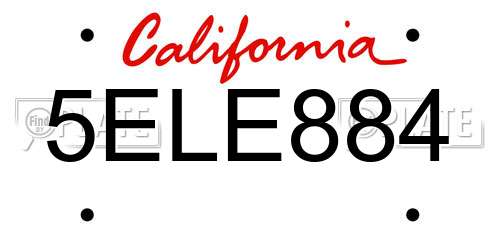 5ELE884 California License Plate