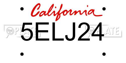 5ELJ24 California License Plate