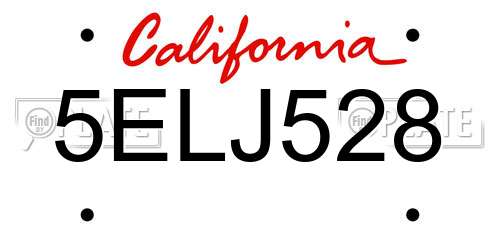 5ELJ528 California License Plate