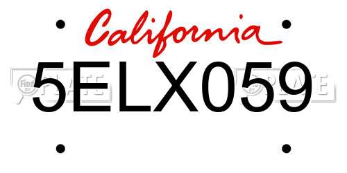 5ELX059 California License Plate