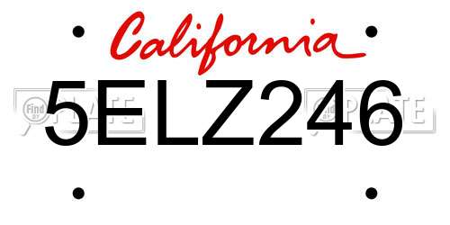 5ELZ246 California License Plate