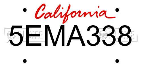 5EMA338 California License Plate