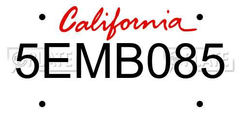 5EMB085 California License Plate