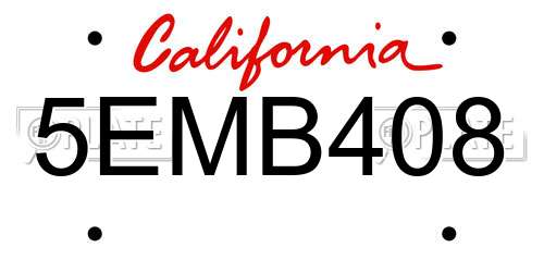 5EMB408 California License Plate