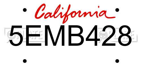 5EMB428 California License Plate