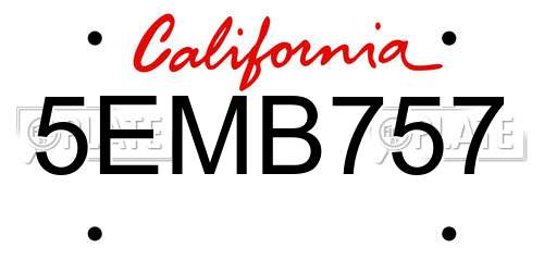 5EMB757 California License Plate