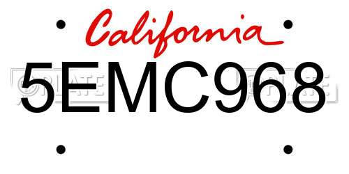 5EMC968 California License Plate