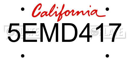5EMD417 California License Plate