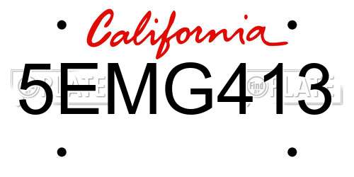 5EMG413 California License Plate