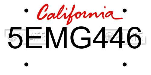 5EMG446 California License Plate