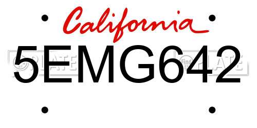5EMG642 California License Plate
