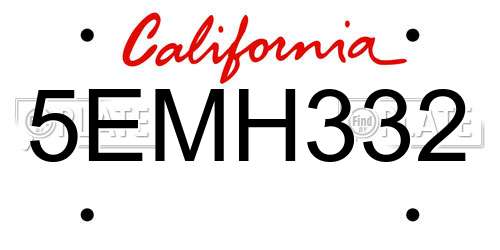 5EMH332 California License Plate