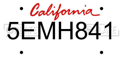 5EMH841 California License Plate