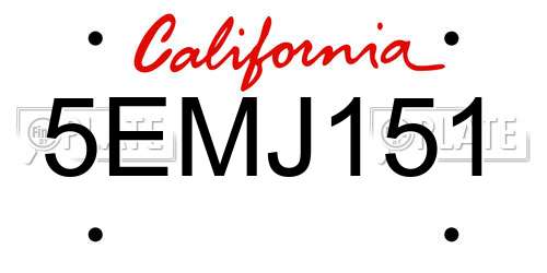 5EMJ151 California License Plate