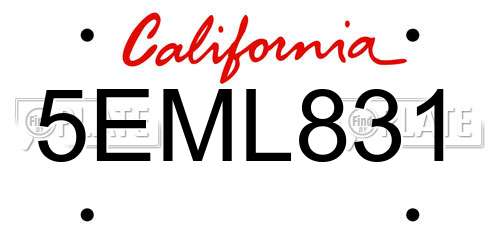 5EML831 California License Plate