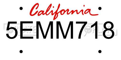 5EMM718 California License Plate