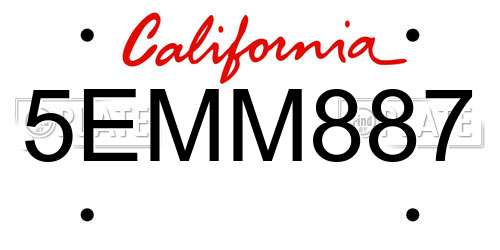 5EMM887 California License Plate