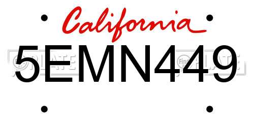 5EMN449 California License Plate