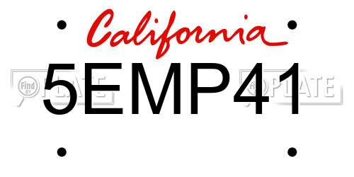 5EMP41 California License Plate