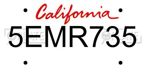 5EMR735 California License Plate