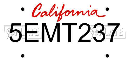 5EMT237 California License Plate