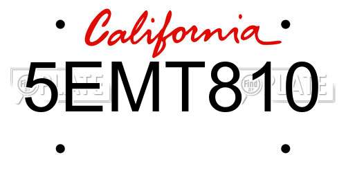 5EMT810 California License Plate