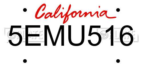 5EMU516 California License Plate