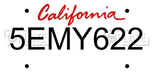 5EMY622 California License Plate