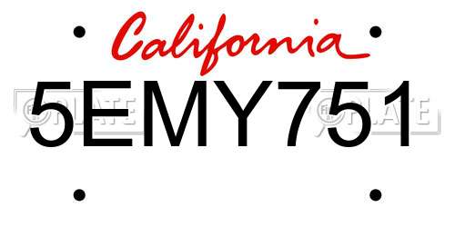 5EMY751 California License Plate