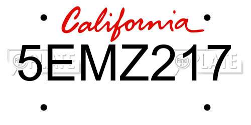 5EMZ217 California License Plate