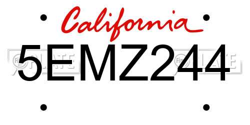 5EMZ244 California License Plate