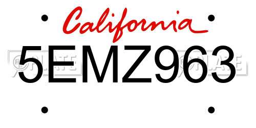 5EMZ963 California License Plate
