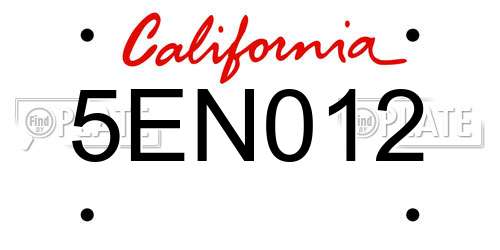 5EN012 California License Plate