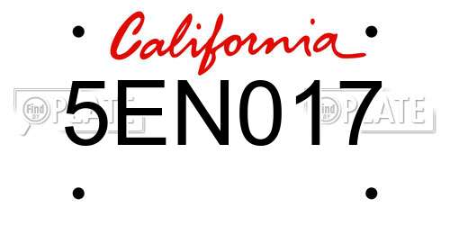 5EN017 California License Plate
