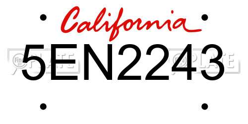 5EN2243 California License Plate