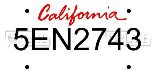 5EN2743 California License Plate