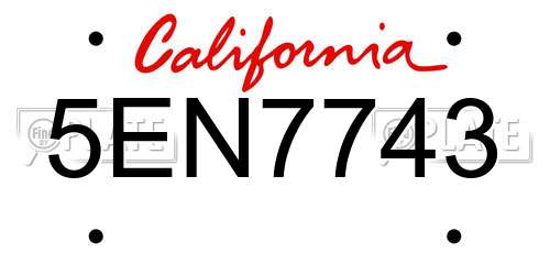 5EN7743 California License Plate