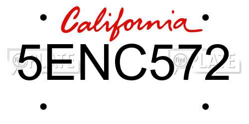 5ENC572 California License Plate