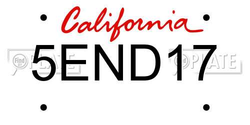 5END17 California License Plate