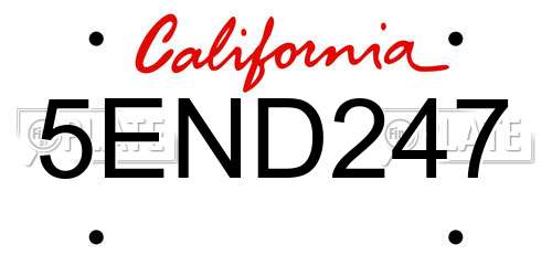5END247 California License Plate