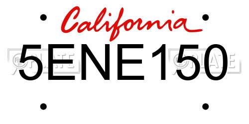 5ENE150 California License Plate