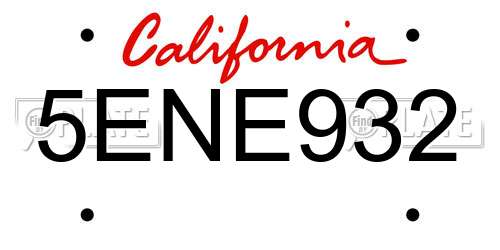 5ENE932 California License Plate